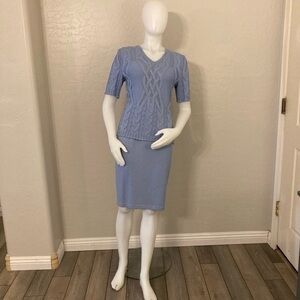 Vintage St. John Collection Powder Blue Santana Knit Top and 2 Piece Skirt Set 4